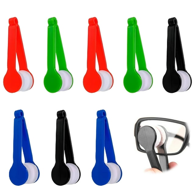 8 piezas de cepillos limpiadores de gafas, mini cepillo limpiador de microfibra de plástico suave, cepillo limpiador de vidrio portátil, toallitas para gafas, cepillo suave, kit de