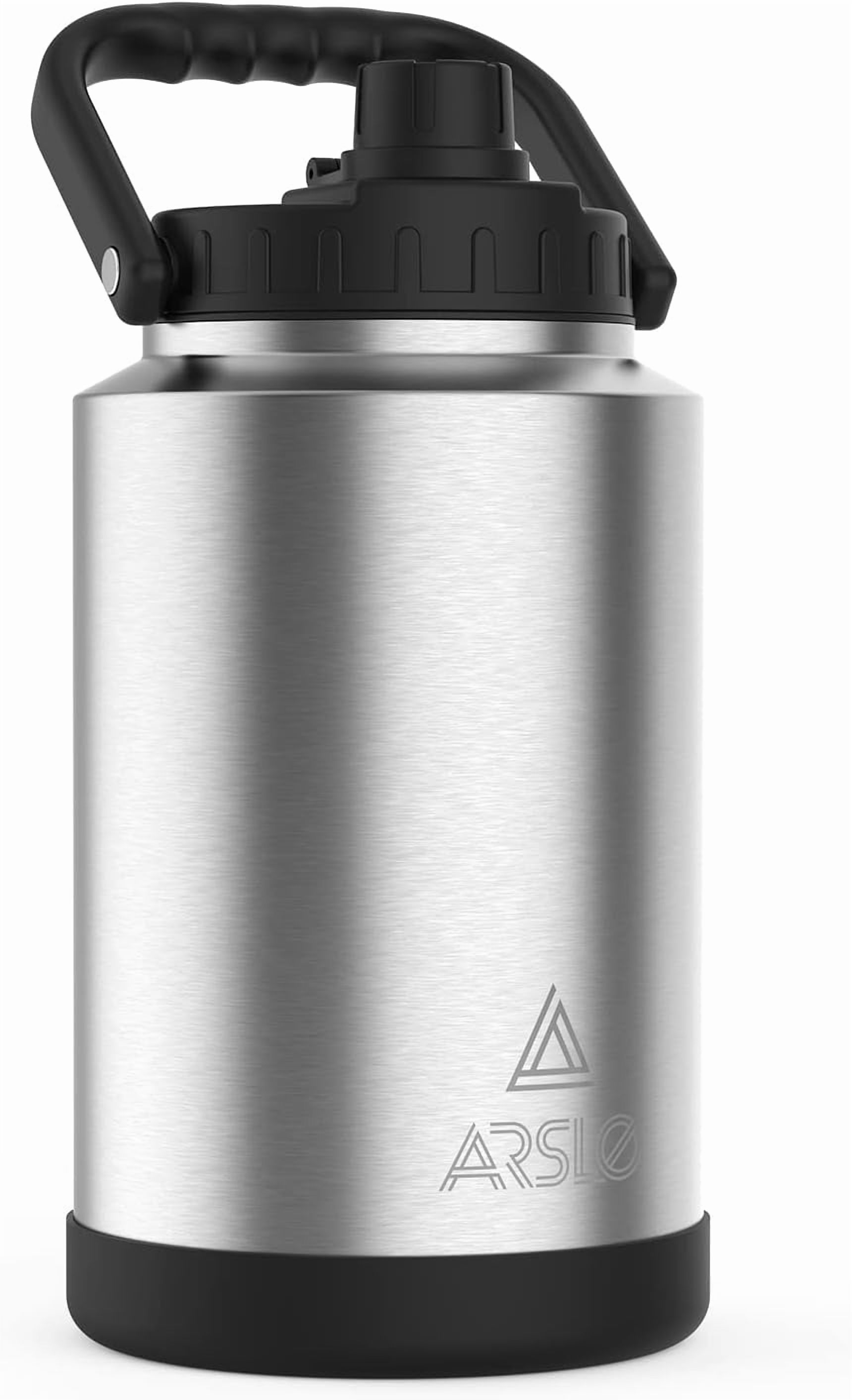 Arslo large Insulated Water Jug With Handle, One Gallon Insulated Water Bottle, 1 Gallon Stainless Steel Water Jug, Silver, 128 oz, 1 Count (Pack of 1)