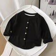 thumbnail image 2 of CPNG Little Girl Knit Sweater Pullover Toddler Button Decoration Round Neck Sweater Infant Button-Down Sweater(Black,5-6 Years), 2 of 8