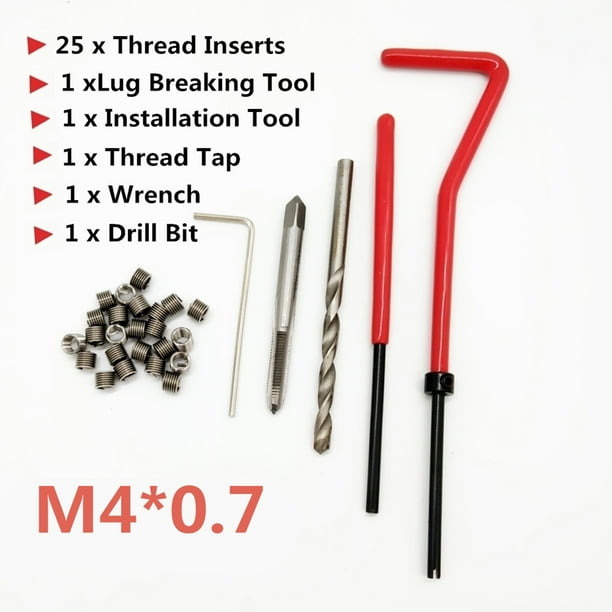 30Pcs/Set Metric Thread Repair Insert Kit M4*0.7 Coil Helicoil Set Tool
