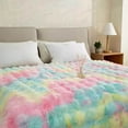 thumbnail image 4 of H&D Rainbow Faux Rabbit Fur Bubble Throw Blanket, 60" × 80", 4 of 6
