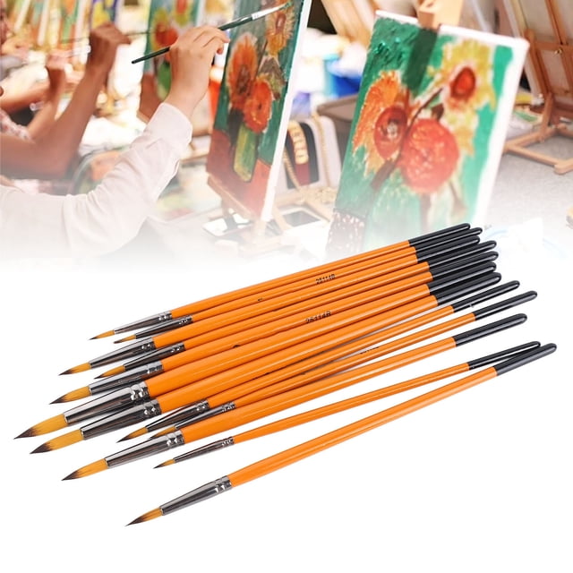 Juego de 12 Pinceles de Pintura Pinceles de Pelo de Nailon Juego de Pinceles de Pintura Artística con Virola de Metal Pinceles de Acuarela Duraderos a Granel ANGGREK Otros
