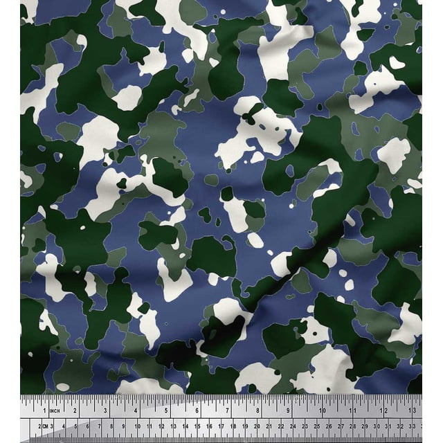 Soimoi Modal Satin Fabric Two Tone With White Camouflage Printed Fabric 1 Yard 42 Inch Wide