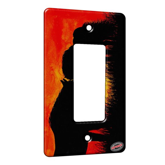 KuzmarK™ 1 Gang Rocker Wall Plate - Warmblood Horse and Shetland Pony at Twilight Abstract Horse Art by Denise Every