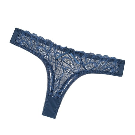 

XINSHIDE Ladies Lace Panties Blue No Trace Thongs 1-Pack Female Underpants