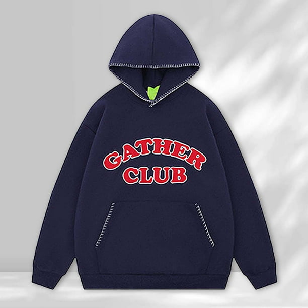 MHFRRA Sudadera con Capucha y Sudadera para Hombre, de Manga Larga, Bordada, Informal, con Ajuste Holgado y Cómodo para Uso Diario En Otoño E Invierno Marina de guerra