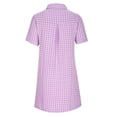thumbnail image 4 of Pisexur Robes d'Été pour Femmes Couleur Unie à Rayures en Coton et Lin Mode Décontractée Robe Midi à Col en V Fluide Ample à Manches Courtes Robe d'Été Confortable Évasée Boutonnée Robe de Plage Robe Grande Taille P-3TG, 4 of 7