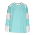 thumbnail image 3 of LEBONYARD Womens Lightweight Sweaters,Long Sleeve Tops for Women,Women's Casual Loose Color Matching Round Neck T-shirt Top Long Sleeved Top/shirt Blue S, 3 of 5
