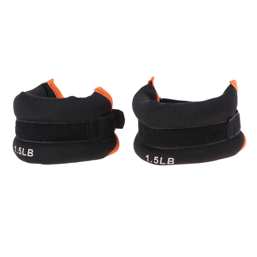 funtasica Set of 2 Ankle / Wrist Weights with Adjustable for Walking, Fitness, And Cardio Exercise (1-1.5lbs, Black) - 1.5 LB