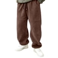 thumbnail image 2 of Mifsaly Mens Fleece Pants Warm Thick Winter Jogger Pants Casual Loose Fit Elastic Waistband Lounge Bottoms with Pockets Brown,L, 2 of 9