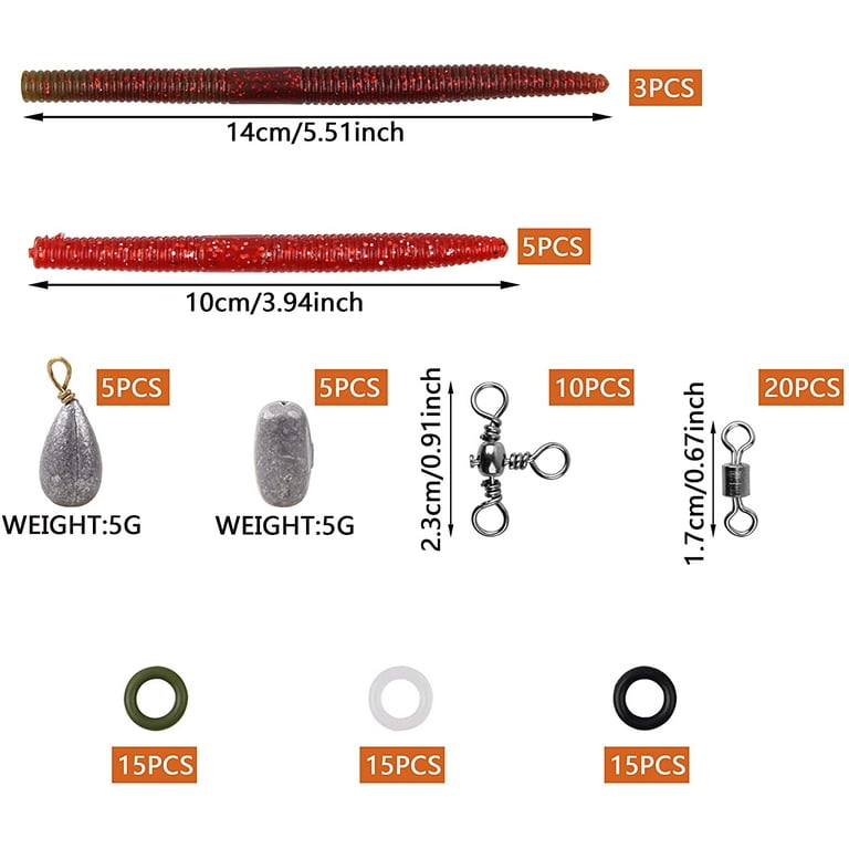 Wacky Rig Worm Hooks Kit–163pcs Bass Fishing Wacky Worms Weedless