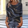 thumbnail image 1 of TaTaai Ladies Vintage Boho Loose T Shirts Random Print Round Neck 3/4 Sleeve Casual Fashion Soft Lightweight Daily Dating Vacation Work Tops Gift, 1 of 7