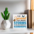 thumbnail image 5 of Zomyto 7"x7" Inspirational Wooden Box Sign I've Survived to Many Storms to Be Bothered by Raindrops Wood Sign Decor Self Love Wooden Block Sign, 5 of 7