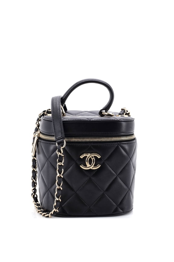 Pre-Owned Trendy CC Top Handle Vanity Case Quilted Lambskin Small By Rebag