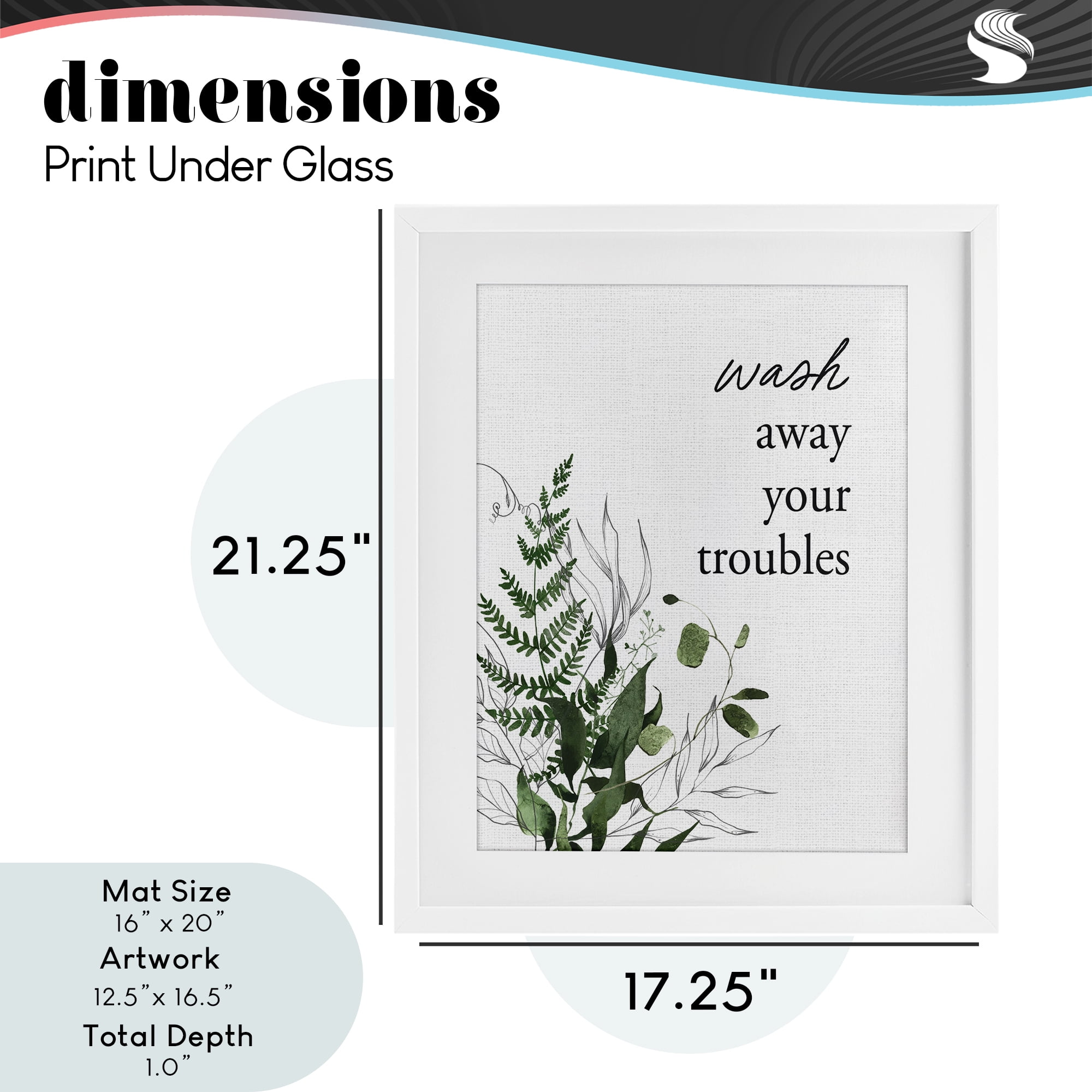 Forest Foliage Wash Away White Framed Print Under Glass, design by Lettered and Lined