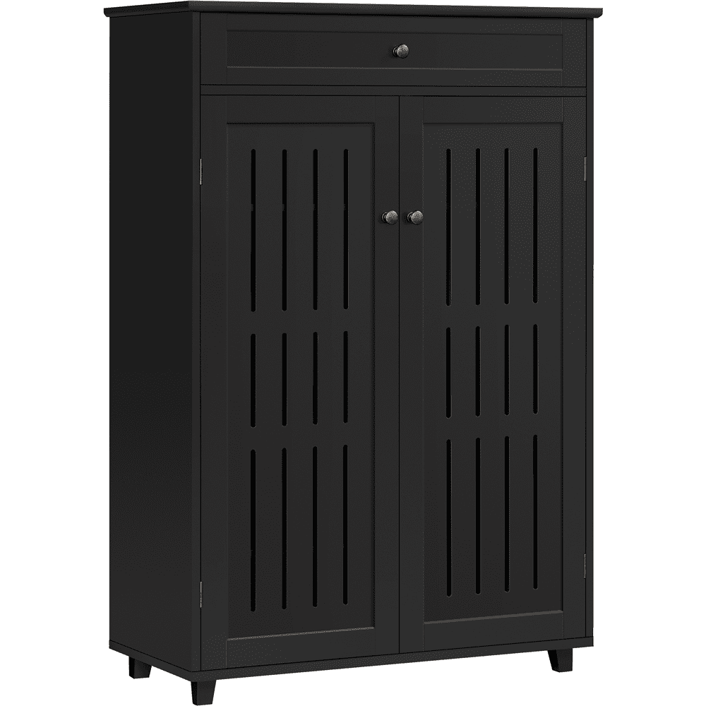 Renwick 5-Tier Shoe Storage Cabinet with Louvered Door & 1 Drawer for Livingroom Entryway, Black
