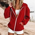 thumbnail image 4 of Enjoytime Womens Zip Up Hoodies Long Sleeve Solid Hooded Jacket Fall Fashion Comfy Casual Sweatshirt with Pockets, 4 of 7
