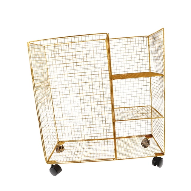 S SERENABLE Rolling Mat Storage Rack Wheeled Fitness Equipment Holder for Dumbbells Gold
