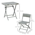 thumbnail image 3 of Outsunny 3 Pcs Rattan Bistro Set, Folding Patio Furniture Set, Grey, 3 of 10