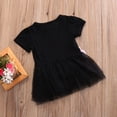 thumbnail image 5 of BemeyourBBs Newborn Baby Girl Summer Tutu Dress Romper Baptism Birthday Clothes My Little Black Dress Letter Print Short Sleeve Mesh Stitching Bowknot Princess Dress, 5 of 8