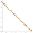 thumbnail image 4 of 14K Tri-Tone Gold Fancy Necklace Chain Tri-color Polished Link Bracelet 7.5 inch 6 mm, 4 of 6