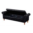 thumbnail image 3 of 63 inches Storage Bench, PU Leather End of Bed Bench with Rolled Arms and Button Decor, Upholstered Ottoman for Bedroom Living Room and Entryway, Weight Capacity 500 lbs, Black, 3 of 7