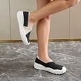 thumbnail image 5 of Women’s Color Block Breathable Knit Slip On Walking Sneakers, Lightweight Stretch Mesh Loafers, Non-Slip Textured Sole Casual Shoes A-Black 8.5(40), 5 of 6