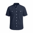 thumbnail image 3 of LIaqionyy Mens Cotton Linen Button down Shirts Casual Callarless Short Sleeve Shirt Summer Beach Tops with Pocket, 3 of 6