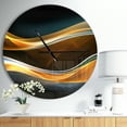 thumbnail image 2 of DesignArt 3D Gold Waves in Black Large Wall Clock, 2 of 2