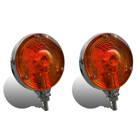 APSMOTIV Round Double Face Lights Assembly with 24v Bulbs Waterproof and Durable for Competitive for Truck Trailer SUV RV Fender Stop Turn Tail and Parking Light, Chrome Die Cast Housing (Red/Amber)