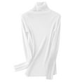thumbnail image 3 of Women Summer Tops Women Lightweight Knit Vest Stretchy Turtleneck Tops Women's Athletic Shirts Back V Neck Shirt S Shirt Long Sleeve under Scrub plus Long Sleeve Base Layer Top Tunic White M, 3 of 3
