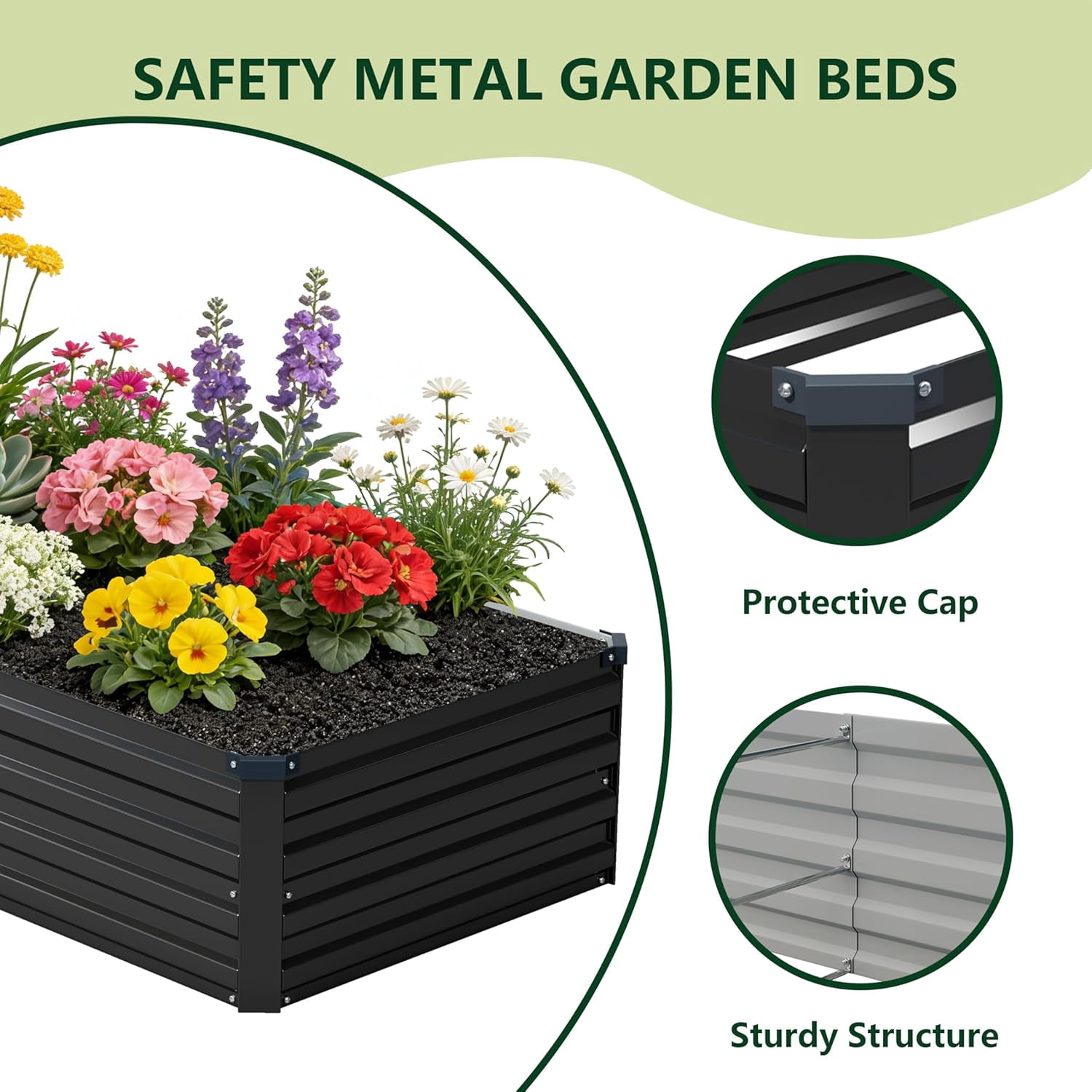 Galvanized Raised Garden Bed 10x2x1ft 2-Pack Outdoor Planter Box Metal Patio Kit for Vegetables Flowers Silver