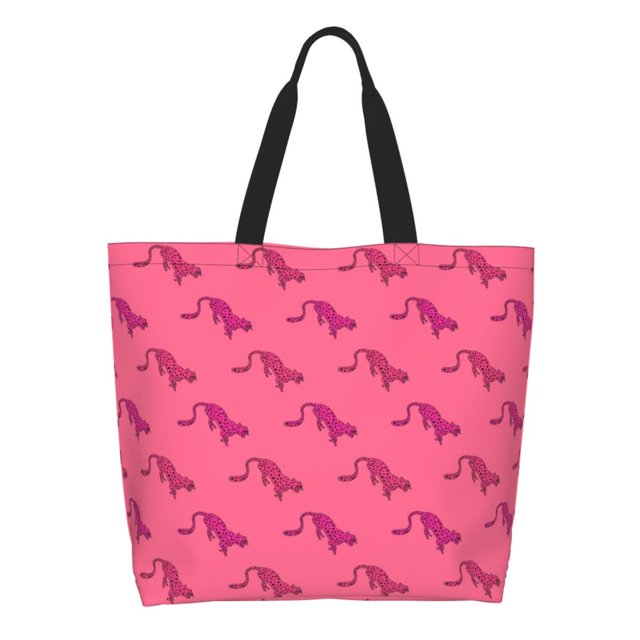 Fotbe Leopard Print Bolsa Tote Estética de Lona con Estampado para Mujer - Bolsa Reutilizable de Hombro Casual para Vacaciones, Compras, Trabajo y Gimnasio