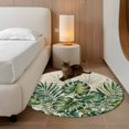 thumbnail image 3 of Round Area Rug 4ft, Summer Farm Tropical Leaves Non-Slip Non-Shedding Floor Mat, Watercolor Palm Leaf Washable Sturdy Carpet for Living Room Bedroom Home Decor, 3 of 9