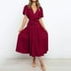 thumbnail image 3 of Vestido boho de playa de verano para mujer: vestido midi sin mangas de color liso con volantes, cuerpo fruncido y espalda descubierta, 3 of 7