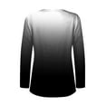 thumbnail image 4 of Scyoekwg Gradient Color Long Sleeve Shirts for Women Casual V Neck Ring Hole Dressy Blouses Comfy Lightweight Slim Basic Tops (Black,XL), 4 of 4