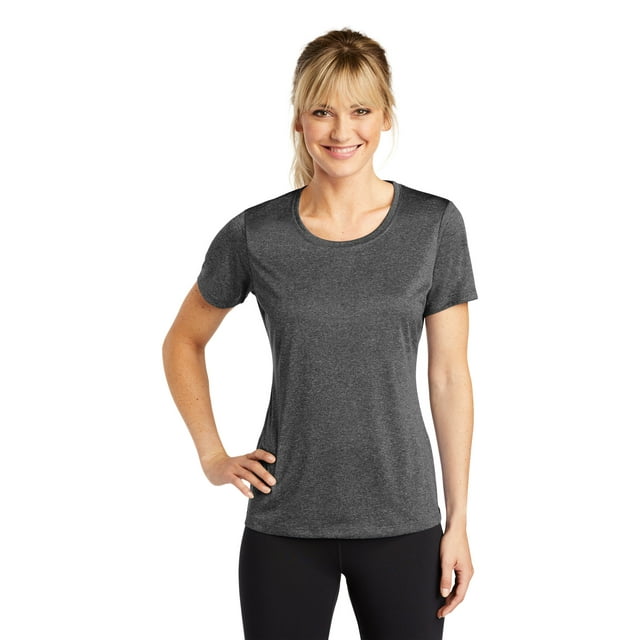 Sport-Tek ® Ladies Heather Contender ™ Scoop Neck Tee. Lst360 M Graphite Heather