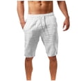thumbnail image 2 of Mens Linen Shorts Drawstring Waist Breathable Beach Shorts Elastic Waist Summer Shorts Lightweight Solid Color Casual Vacation Lounge Wear, 2 of 6