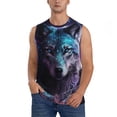thumbnail image 6 of Daiia Purple Sky Wolf Printed Men's Tank Tops,Casual Soft Sleeveless Gym Muscle Shirts Bodybuilding Tee-Small, 6 of 8