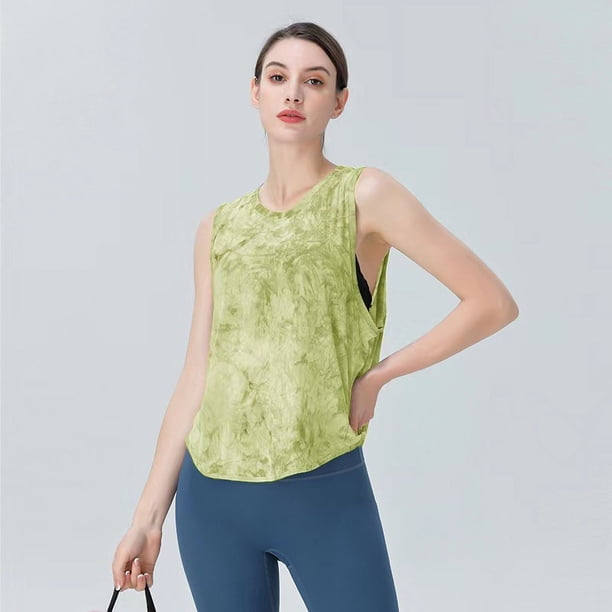 Ropa de yoga de malla, camiseta sin mangas, chaleco de fitness holgado para mujer, top deportivo para correr
