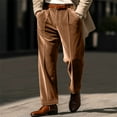 thumbnail image 2 of DDAPJ pyju Men's Velvet Pants Dress Pant with Pockets Long Trousers Casual Formal Autumn Winter Pants Brown M, 2 of 9
