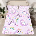 thumbnail image 2 of Homewish Kawaii Unicorn 4pcs Bed Sheets for Kids Children,Dreamy Princess King Sheets,Cartoon Rainbow Magical Horse Super Cozy Sheet Set,Ultra Soft Home Decor, 2 of 7