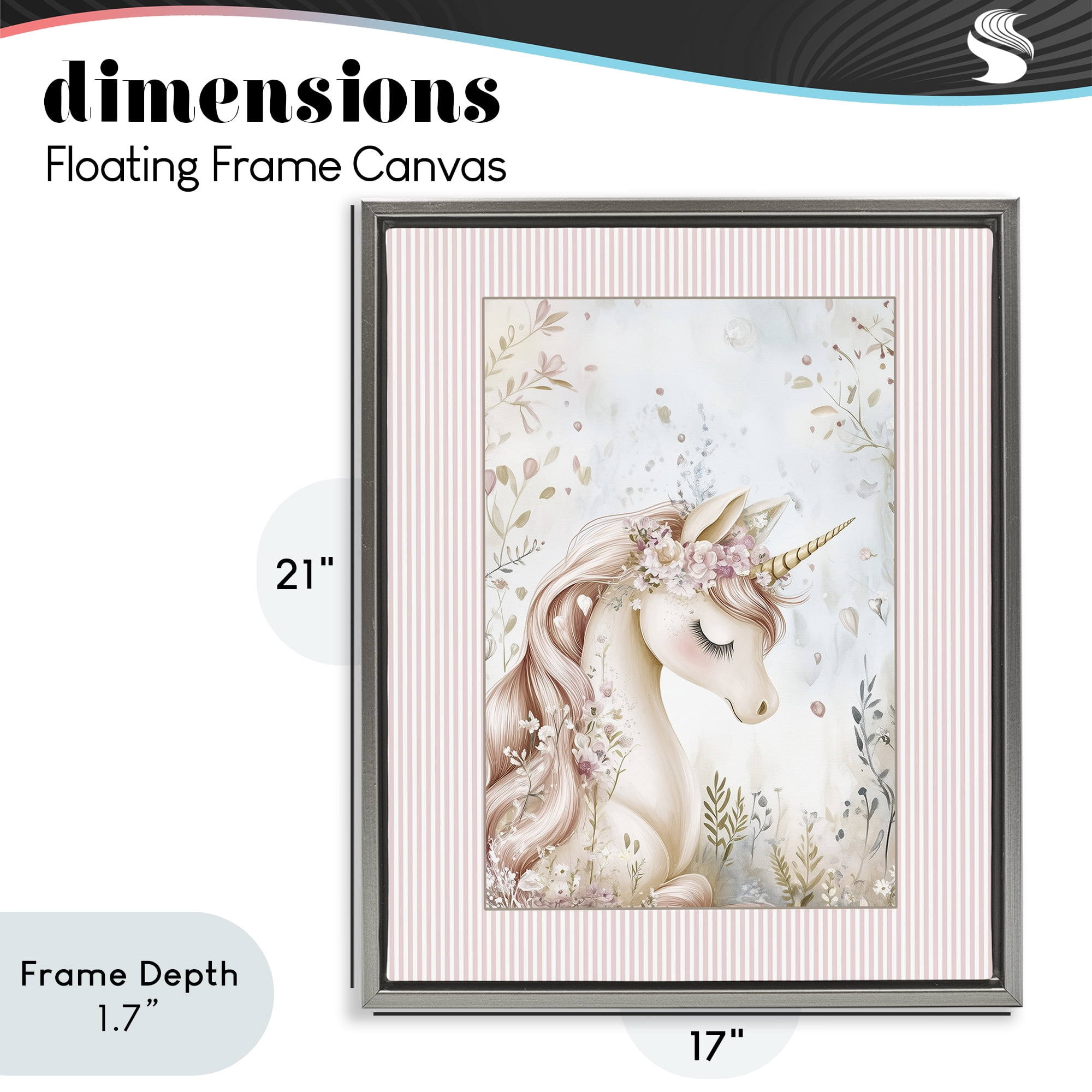 Stupell Industries Enchanted Dreams Unicorn Gray Framed Floater Canvas Wall Art, design by Christine Simpson Art