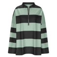 thumbnail image 3 of TINZ Women Oversized Fall Half Zipper Turtleneck Striped Tops Long Sleeve Color Block Cardigan Sweatshirts Womens Raglan Top Raglan Shirts for Women Stretch Shirt, 3 of 5