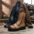 thumbnail image 6 of Men's Classic Lace-Up Combat Boots - Chunky Sole Ankle Boots for Casual & Streetwear (Available in Black & Tan), 6 of 7
