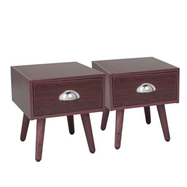 Lowestbest Nightstand Set Of 2 Storage Cabinet Drawer Bedroom Storage Shelves And Drawer Brown Walmart Com Walmart Com