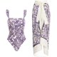 thumbnail image 1 of Traje de baño de mujer de cintura alta de una pieza bikini falda larga conjunto push up barriga control monokini sexy traje de baño, 1 of 4