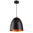 thumbnail image 1 of Chloe Lighting CH8H263BK12-DP1 Fermier en Fer 1 Lumière Texturée Noir & Or Mini Suspension de Plafond - 12 Po., 1 of 1