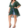 thumbnail image 4 of Agnes Orinda Women's Plus Size Vacation Soft Relaxed Fit Short Sleeve Summer Sheer Sweater Cardigans 4X Dark Green, 4 of 6