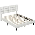 thumbnail image 4 of Yaheetech Upholstered Platform Bed with Square Tufted Headboard, Queen, Beige, 4 of 9